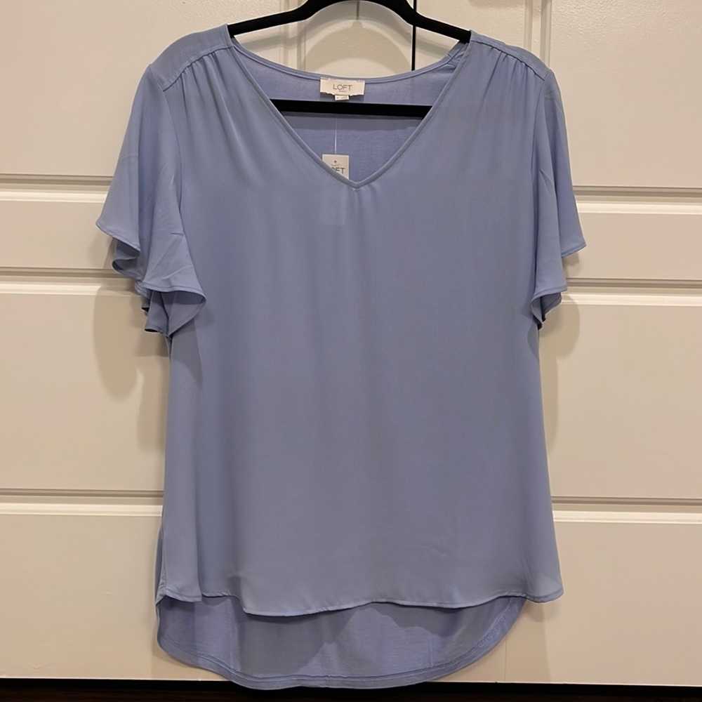 Light Blue Blouse with Ruffle Sleeves. Medium